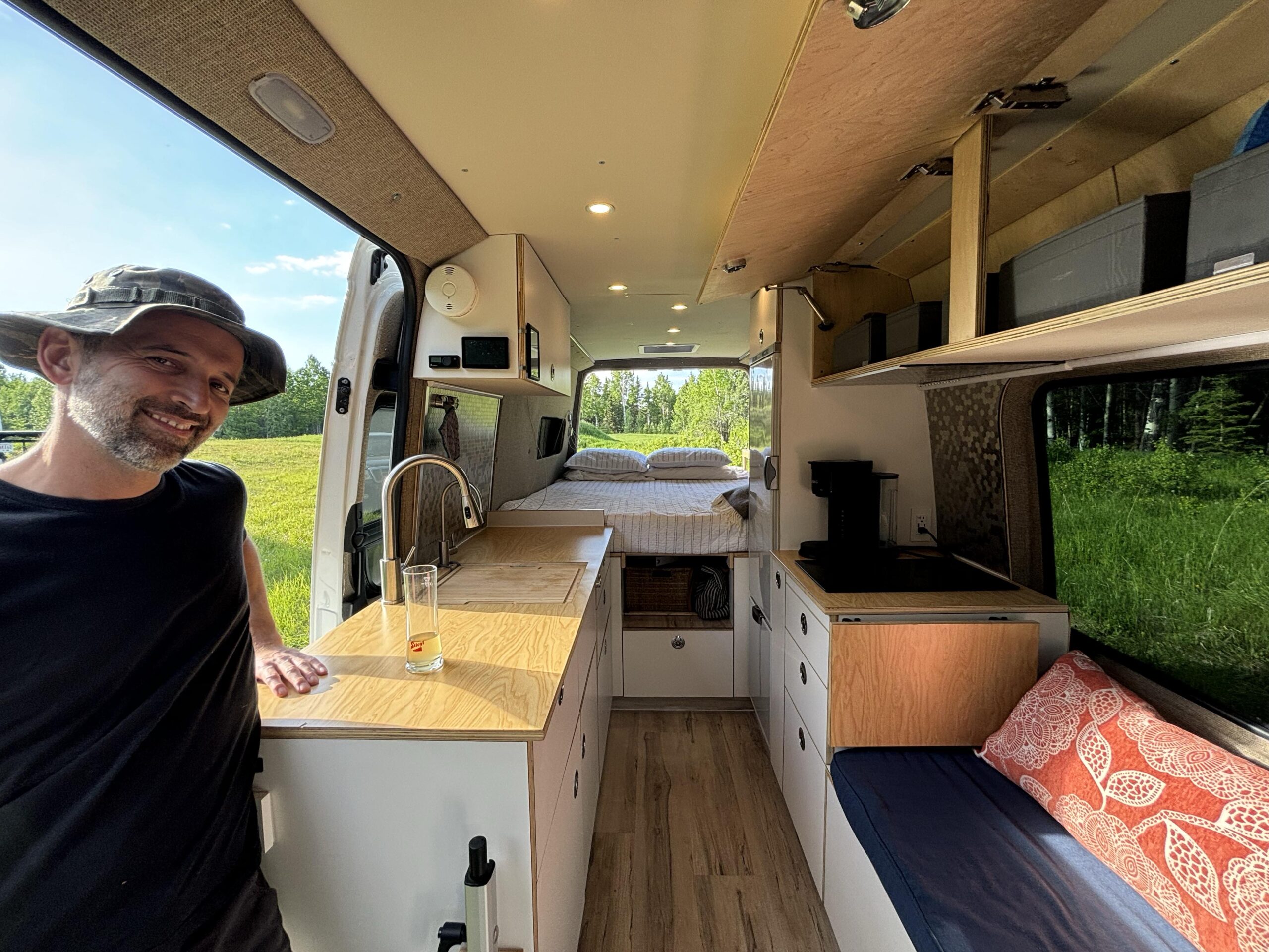 guy in van living area