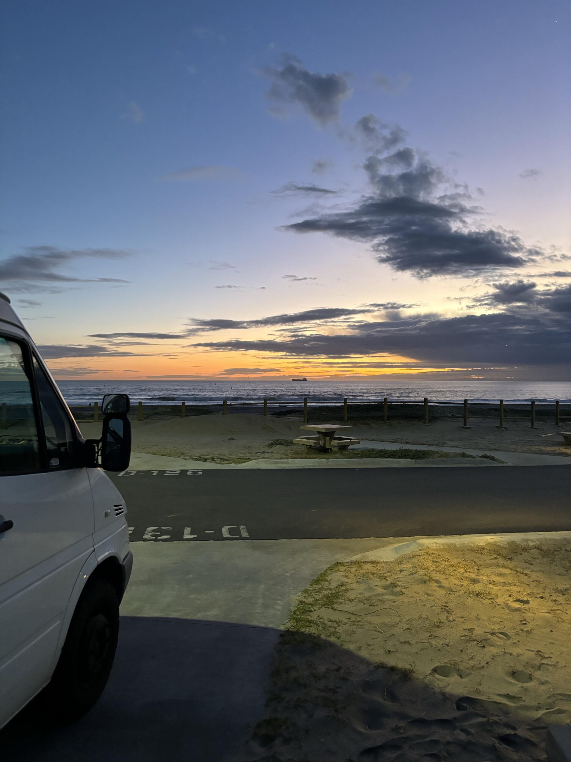 van overlooking the sunset